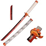 lkjad Demon Slayer Sword Cosplay Swords Rengoku Kyoujurou Samurai Sword, Katana Sword Plastic Toy Sword for Costume Play Halloween Cosplay Gift 30 in