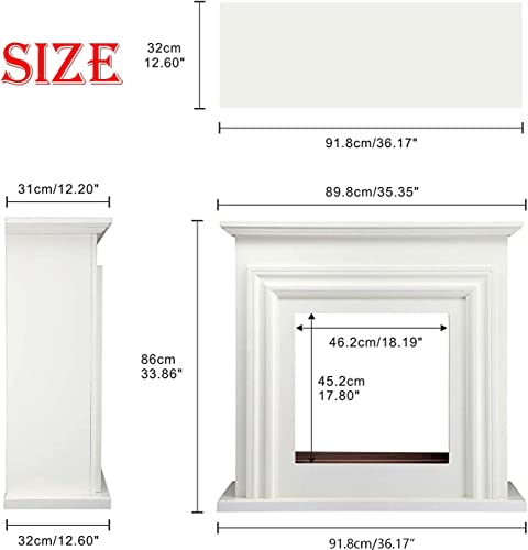 Antarctic Star 36'' Electric Fireplace With Mantel Package Freestanding Fireplace Heater Corner Firebox With Log & Remote Control, Adjustable Flame 750-1500W, Off-White #TOP2