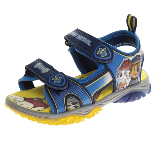 Nickelodeon Boys Paw Patrol Light Up Shoes- Summer Sandals- kids water shoes - Chase Marshall Beach Adjustable Strap Closed Open Toe Outdoor Sport hero Character Lights - Blue (size 7 toddler)