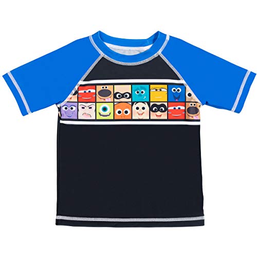 Disney Pixar Toddler Boys Rash Guard Swim Trunks Set Black/Blue 4T #TOP2