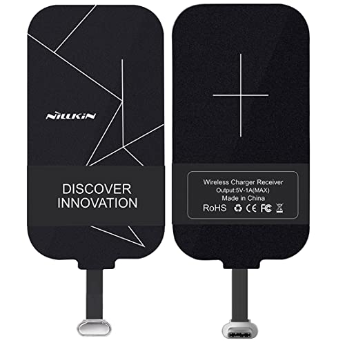 Nillkin Qi Receiver USB C, Thin Wireless Charging Receiver, Type C Wireless Charger Receiver for Galaxy Note 8 Pro/A50/A70/A10s/Xiaomi Note 8/Huawei P30 and Other Type-C Android Phones(Long Version)