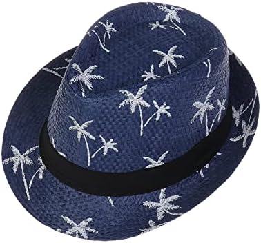 JK Home Hawaiian Fedora Straw Hats for Men Women Unisex Trilby Panama Summer Sun Jazz Costume Party Cap