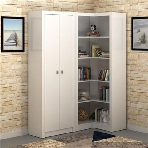 Conjunto para Escritório 1 Armário 2 Portas Me4105 1 Armário de Canto Me4132 Tecno Mobili Branco