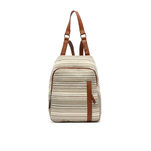 MISAKO Rayisu mochila antirrobo con estampado jacquard Mujer - Rayisu Beige 36 X 26 X 9 cm