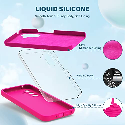 Zuslab Silicone Case Compatible With Samsung Galaxy A54 5G Case 2023,【× 1 Tempered Glass Screen Protector】 Full Body Shockproof Tpu Rubber Phone Cover With Camera Lens Protective Bumper, Neon Pink #TOP2
