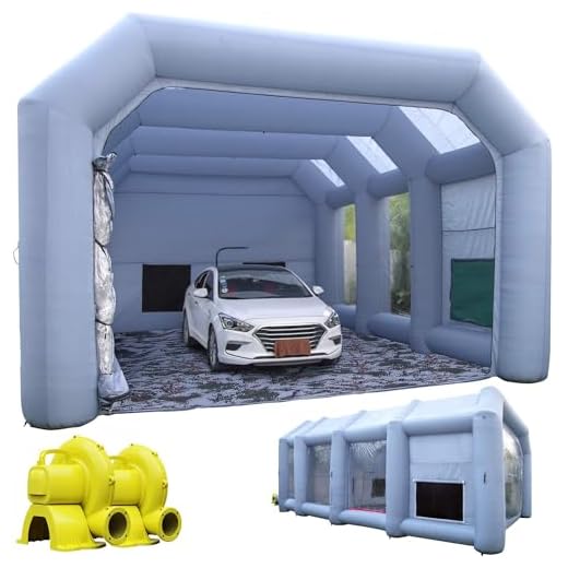 TKLoop Portable Inflatable Paint Booth 30X20X13Ft with Blowers(750W+1100W), Inflatable Spray Paint Booth Tent with Tool Room