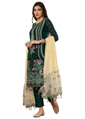 Robe indienne brodée en Georgette Diamond Work de soirée orientale élégante