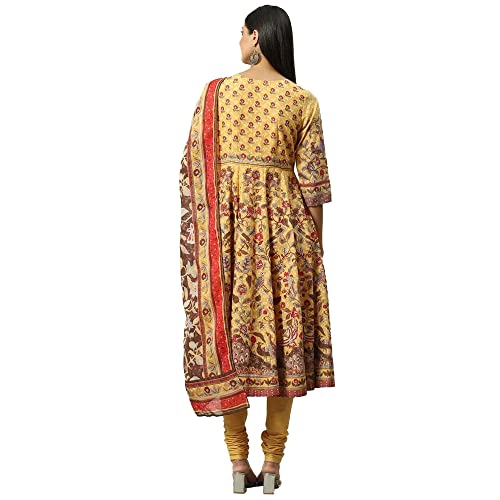 Image of BIBA Women Cotton Anarkali Kurta Churidar Suit Set