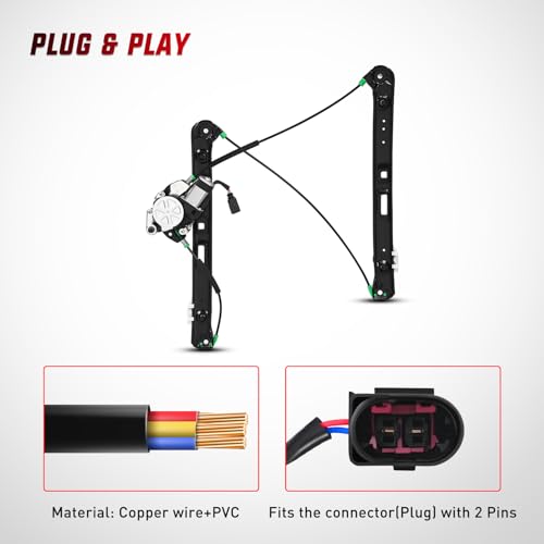 Image of Nilight 741-485 Power Window Regulator /Motor Front Passenger Side Compatible with BMW E46 325i 328i 330i 1999 2000 2001 2002 2003 2004 2005 Sedan
