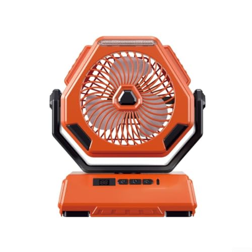 Ventilador de camping recargable con indicador de batería y linterna para senderismo 4