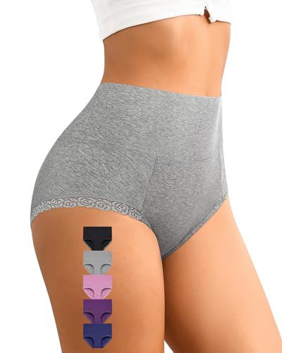 Envlon Womens Cotton Underwear High Waisted Panties Soft Stretch Full Coverage Postpartum Ladies Briefs Multi Pack