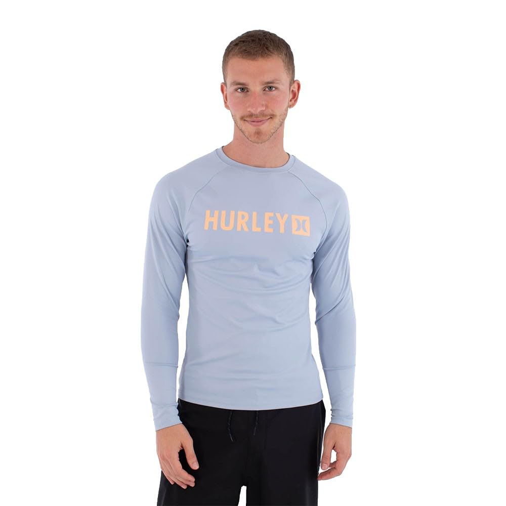 Hurley Mens Long-Sleeved Surf Lycra Box T-Shirt, Blue, M EU