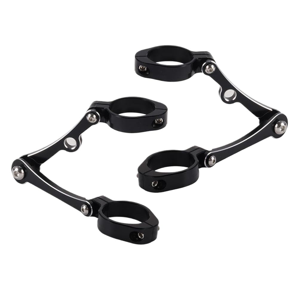 Swyykacqd Chrome And Black Spotlight Holder Cnc Fork Tube Mount Clamp Compatible With Universal Motorcycle 39Mm-41Mm Headlight Bracket(Chrome And Black)