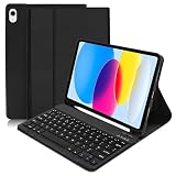 COEZFE Case with Keyboard for iPad 10th Generation 10.9 inch 2022/ 11th Gen A16 11 inch 2025, Slim Case with Pencil Holde for 10/11 Gen, Detachable Keyboard [UK layout] for iPad 11/10 Gen, Black