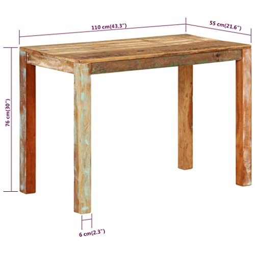 Table à manger en bois massif recyclé de 110x55x76 cm - 3