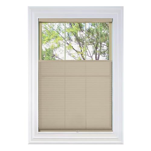 BlindsAvenue Cordless Top Down Bottom Up Cellular Honeycomb Shade, 9/16" Single Cell, Light Filtering, Fawn, Size: 68" W x 72" H