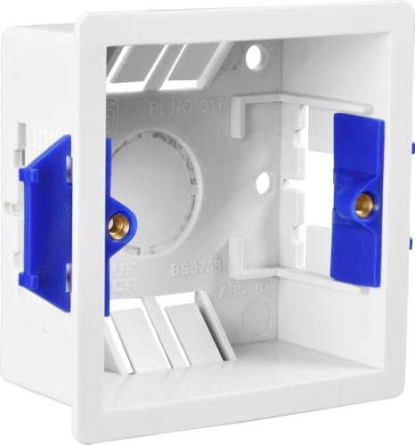 Image of BG Electrical Single Dry Lining Plasterboard and Cavity Wall Back Boxes, 47mm, Square Edge, Nexus 900 Series, White Moulded, 917