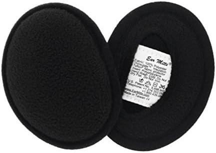 EAR MITTS Bandless Ear Muffs For Men & Women, Black Fleece Ear Warmers, Regular