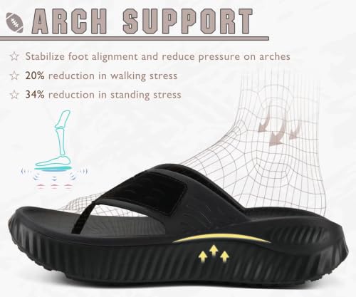 Image of KuaiLu Recovery Flip Flops for Women Sport Thong Sandals | Comfortable Arch Support Cushion Summer Beach Slides Reduces Stress on Feet Joints & Back Post-Exercise