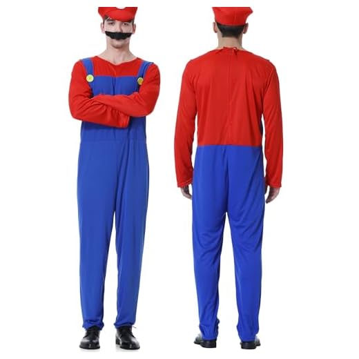 VISVIC Disfraz de Super Brothers Cosplay Costume, Halloween Carnaval Cosplay Traje Conjunto para Hombres Damas Niños Niñas, Cosplay Disfraces de Carnaval Fiesta, Hombre Rojo, S