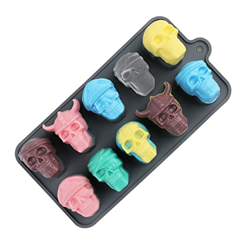 Skull Silicone Candy Mold For Hard Candy, Chocolates, Crayon, Jelly, Fondant, Jello,Whiskey Ice Cube Mold, Halloween Party Decoration, Pack Of 2 #TOP4
