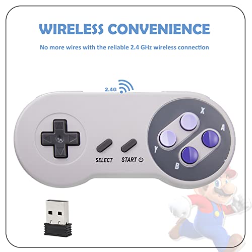 2 Pack 2.4 Ghz Wireless Usb Controller Compatible With Snes Games, Saffun Retro Snes Pc Controller For Windows Pc Ios Mac Linux Raspberry Pi Retropie Openemu Emulator (Plug & Play) (Rechargeable) #TOP2