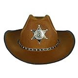 Onsinic Spaß Cowboy-Kappe Cosplay Sheriff Hut Cattleman Kostüm Fancy Kleid Für Bar Club Halloween Party, Braun, 17*20 cm