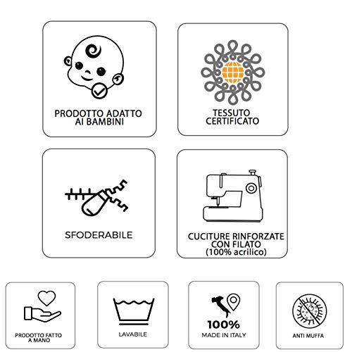 Arketicom Soft Cube Würfel Quadratischer Sitzsack mit Abnehmbarer Fußstütze mit Styroporfüllung Gefülltes Polystyrol… – Bild 4