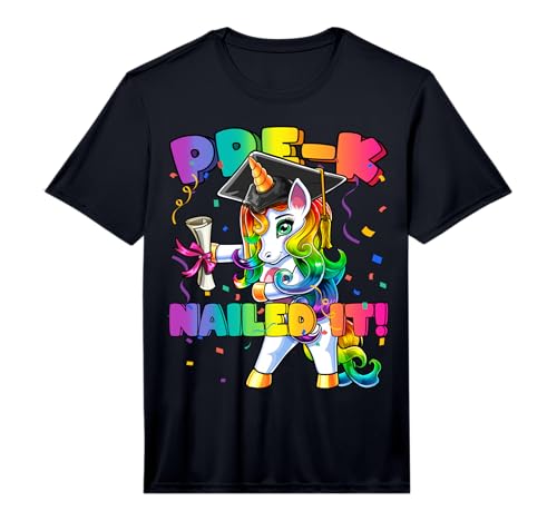 Flossing Unicorn Pre-K Graduation Cap Diploma Gift Girls Performance T-Shirt