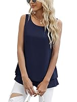 Yommay Chiffon Tank Tops für Damen Sommer Elegante ärmellose Business Cami Casual Blusen Tuniken,Navy Blau,XXL EU – Ansicht 4
