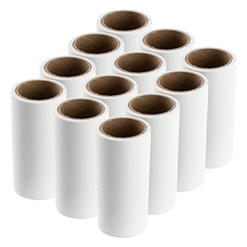 Ikea BASTIS Nachfüller für Fusselrolle, selbstklebend, klebrig & Einweg, Weiß, Set mit 12 Rollen à 60 Blatt