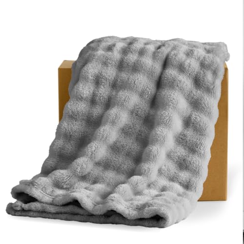 Vielit Couverture douillette 3D Bubble - 150 x 200 cm - Gris - Taille XL