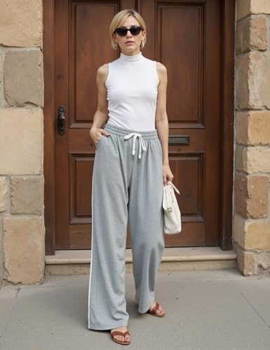 Quenteen Women's Wide Leg Pants Casual High Waisted Baggy Straight Sweatpants Drawstring Athletic Joggers with Pockets2