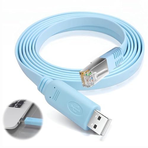Cable de Consola serie USB a RJ45, Cable USB a Ethernet RJ45 Gigabit LAN Macho, Conexión Directa hasta 1000Mbps, Compatible con PC, Portátil, MacBook, Switch, Router, Windows, MacOS y Linux, 1,8M
