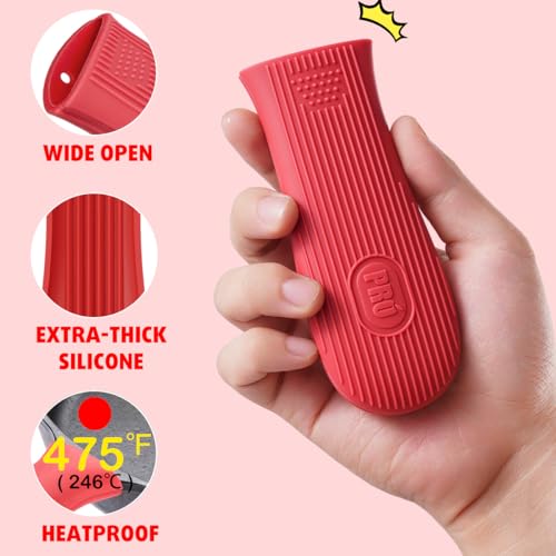 Cbiumpro 2-Pack Cast Iron Handle Cover, Silicone Heat Resistant Hot Cast Iron Skillet Pan Handle Covers Holder Sleeve - Image 6