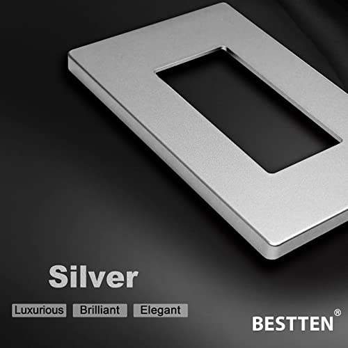 [10 Pack] Bestten Silver Dimmer Wall Light Switch With Screwless Wallplate, Single Pole Or 3-Way, Compatible With Dimmable Led, Cfl, Incandescent And Halogen Bulb, 120Vac, Ul/Cul Listed #TOP7
