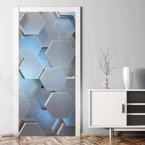 Pegatinas Puerta 3D Geometría Pegatinas para Puertas de Arte Abstracto Vinilo Decorativo Pegatina Pared Mural para Puerta Autoadhesivas Papel Pintado Puerta 100x200 cm A-5296