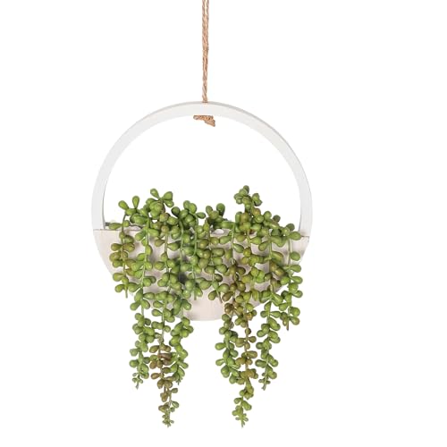 Focenat Colgantes de Plantas Artificiales,Plantas Colgantes Suculentas Artificiales,Cadena de Perlas Falsas de Maceta con Cordón de 21cm,para el hogar,jardín,Oficina,decoración de Pared