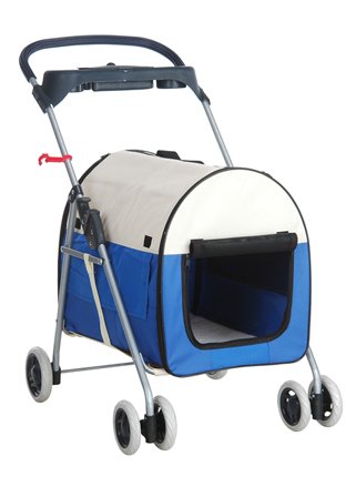 BestPet Pet Stroller Cat Dog Cage Stroller Travel Folding Carrier (Blue)
