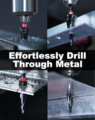 Ezarc 80376191 Step Drill Bit For Metal, M35 Cobalt Step Drill Spiral Flute Unibit Step Drill Bit (1/4''-3/4'') Wear-Resistant Altin Coated, 1/4 Inch Hex Shank For Metal, Stainless Steel thumb #6
