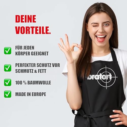 YORA Grillschürze für Männer lustig - Vatertagsgeschenk inkl. BBQ-Urkunde - lustige Geschenke zum Vatertag - Geschenkideen Papa & Opa (Bratort) (Bratort)