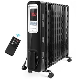 aigostar oil monster radiateur à bain d’huile 2500w, 13 éléments chauffants. 3 modes + eco, minuterie 24h, thermostat réglable. Écran led, télécommande, silencieux.