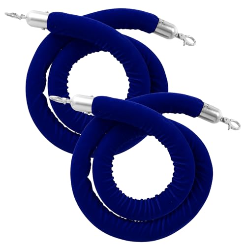 2 Corde Di Velluto Blu Con Ganci Argento - Lunghezza 2 Metri Ciascuna, Per Separare Aree In Hotel, Eventi, Teatri