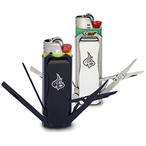 Multitool Lighter Sleeve 2-pack Bundle Black Stainless Steel Stealth + Icon Silver Lighter Sleeve Gift Set
