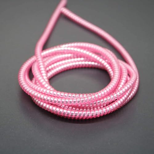 Image of Metallic Finish Cable Spiral Protector /Wire Repair /Pet Cord Protector /Headphone Saver, 1.5 Meters (2 Pcs), Cable Wrap /Cover for Mac Charging Cable, USB Tube, Earphone (Pink)