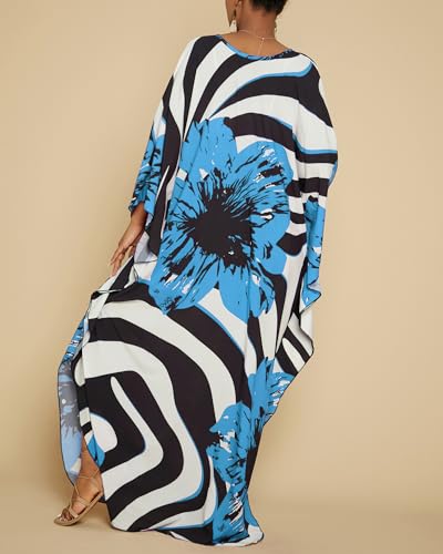 Image of Bsubseach Women Floral Print Kaftan Dresses Plus Size Bathing Suit Cover Up Moo Moos Caftan Beach Dress for Swimwear Summer