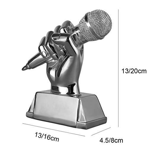 Sculpture Trofeeën Gouden microfoon trofee zingen concurrentie trofee kampioen gastheer trofee woonkamer wijnkast decoratie handgemaakt, hars materiaal (Kleur: Goud, Maat: 13 * 4,5 * 13cm) - Image 7