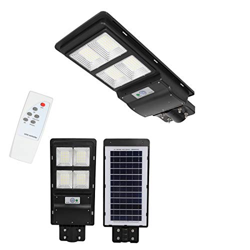 Street Light 60W Solar Panel Street Light Outdoor Dusk to Dawn LED Solar Powered Street Lamp Security Led Flood Light with Remote Control Waterproof Radar Sensor for Yard, Road,Garden,Park