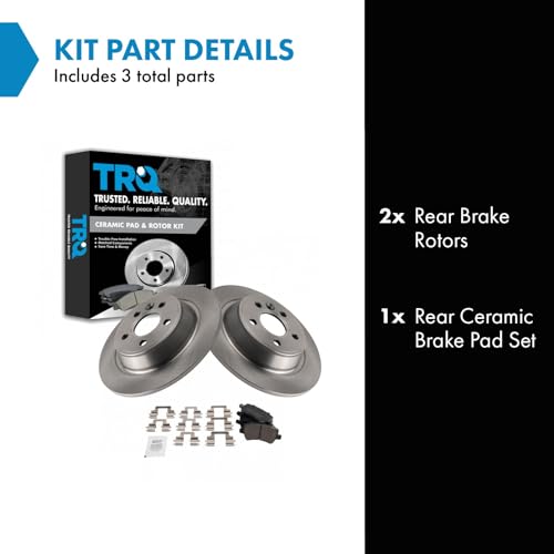 Image of TRQ Rear Brake Pad and Rotor Set Ceramic | For 2012-2015 Land Rover Range Rover Evoque