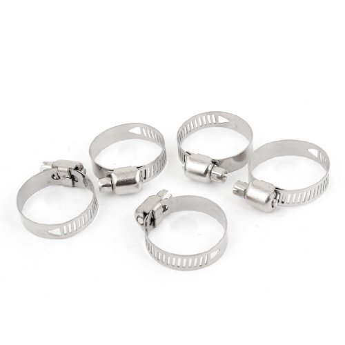 Aexit 5 Pcs Hose Clamps Adjustable Stainless Steel Worm Drive Hose Clamps Ratcheting Hose Clamps Clips 19mm-29mm